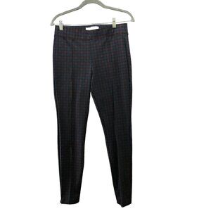 Old Navy Stevie Ponte Pants Leggings Womens Size M High Rise Blue Plaid Academia